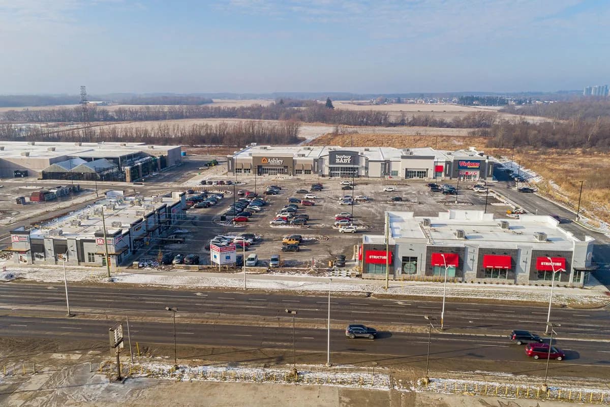 Commercial plaza masonry project in London, Ontario